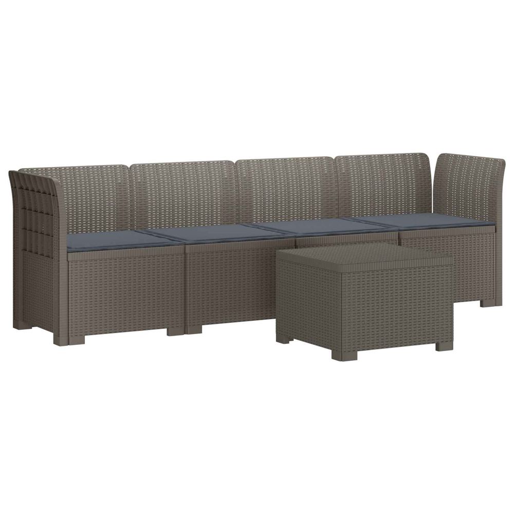 Canapé de jardin 4 places avec coussins look rotin pp