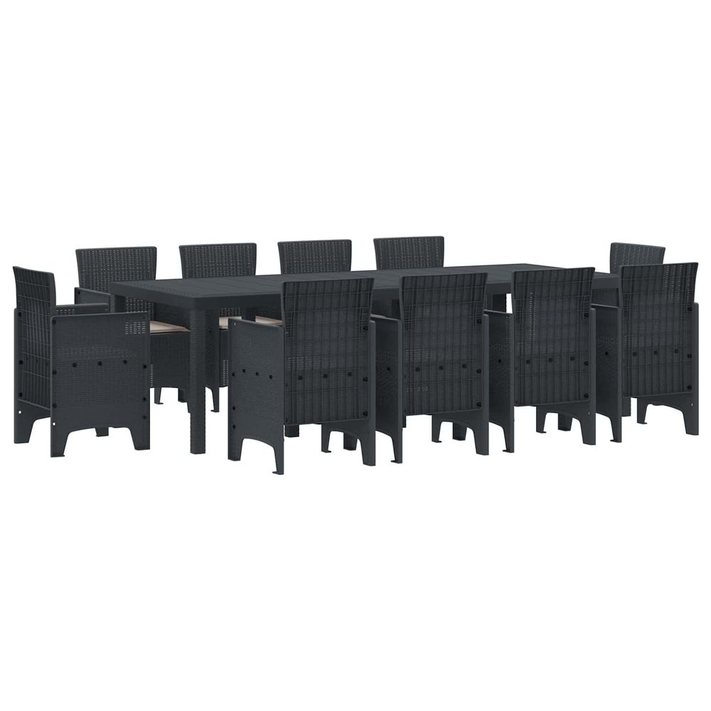 Ensemble de salle à manger pour jardin 11 pc anthracite