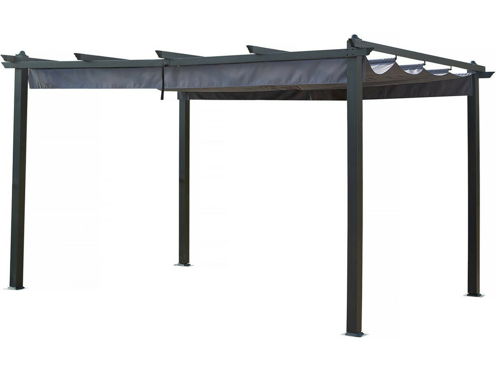Pergola en aluminium avec toit rétractable - 3 x 4 m - gris anthracite