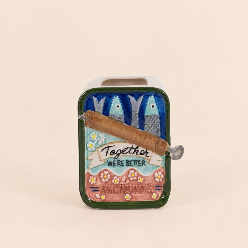 Vase en céramique boite de sardines, h11,5 cm