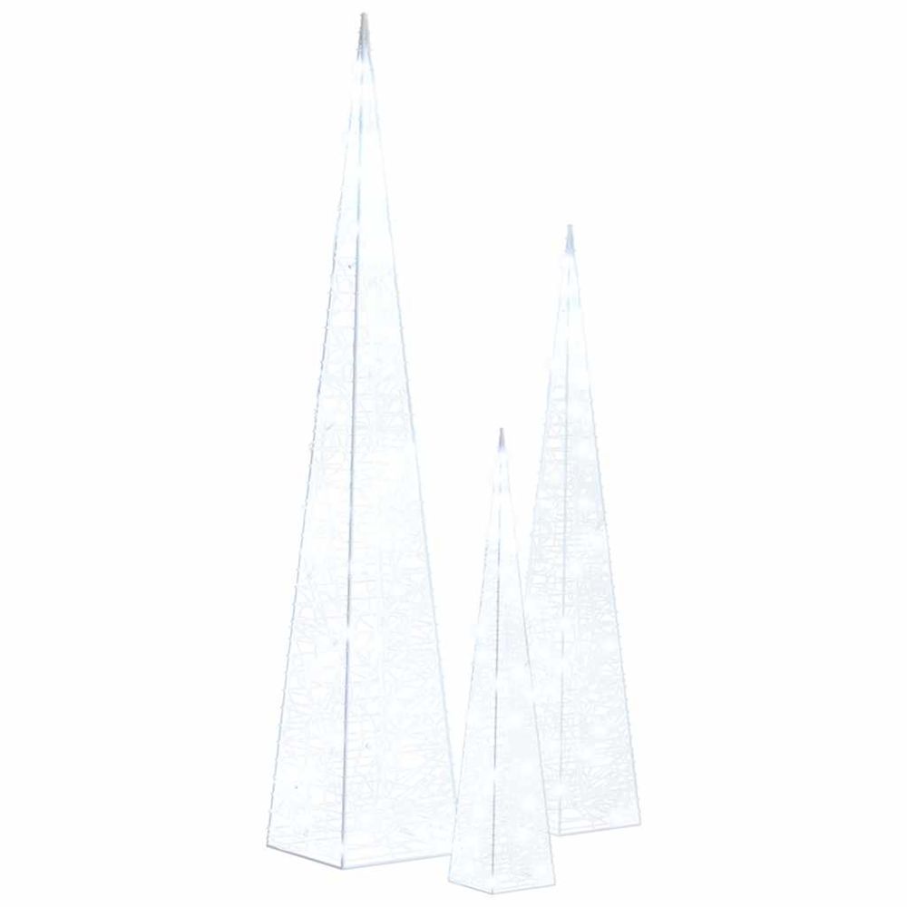 Jeu de cônes lumineux à led acrylique blanc froid 30/45/60 cm