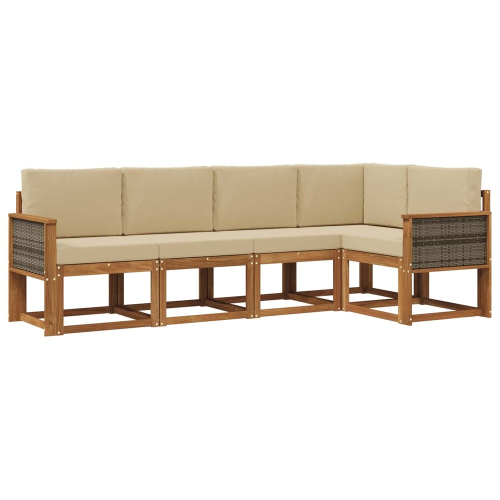 Ensemble de canapés d'extérieur 5 pc naturel et beige polyester