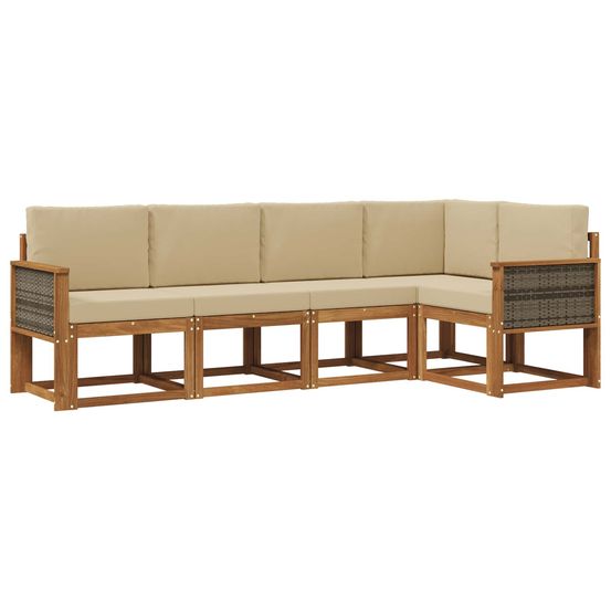 Ensemble de canapés d'extérieur 5 pc naturel et beige polyester