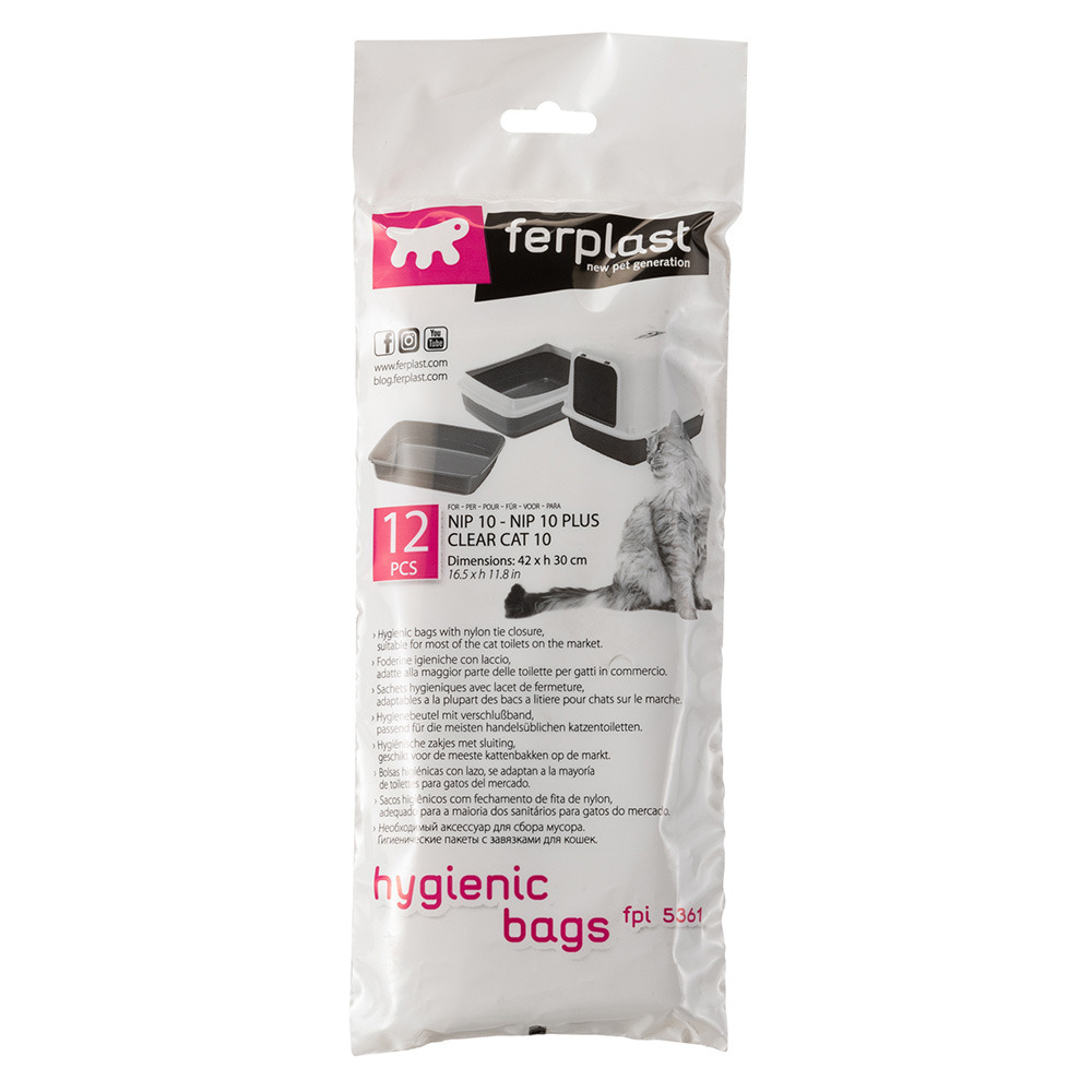 Sachets hygiéniques litières chat chats nip 10 ferplast 12 pièces 43x30 litière