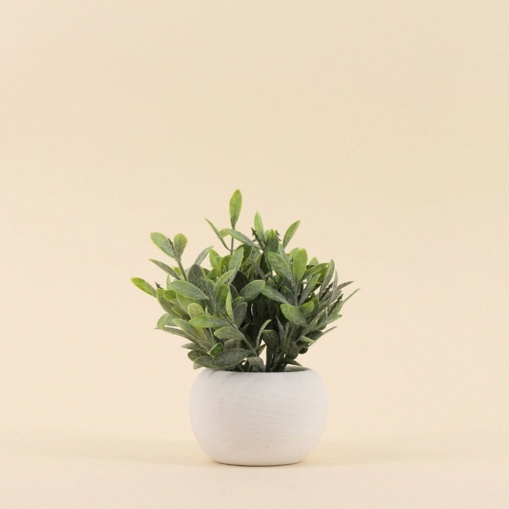 Plante artificielle pot ciment blanc 18cm