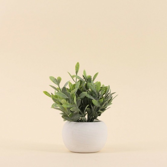 Plante artificielle pot ciment blanc 18cm