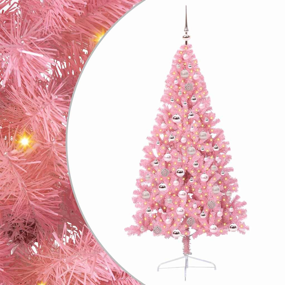 Sapin de noël artificiel pré-éclairé rose 180 cm pvc
