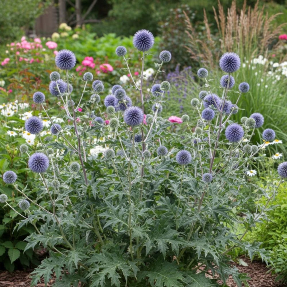 Boule azurée ritro, echinops lot de 9 godets
