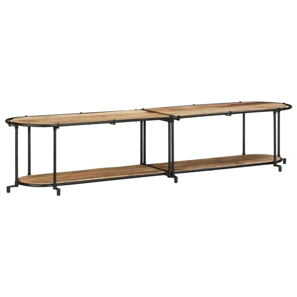 Meuble tv 200x42x40 cm bois massif de manguier brut