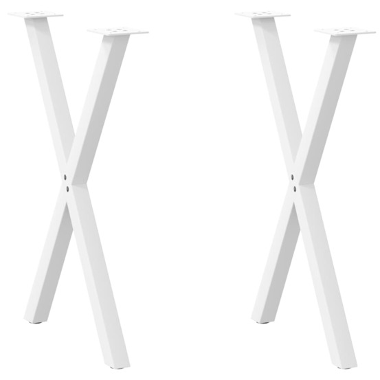 Pieds de table à manger en forme de x, 2 pièces, blanc, 57 x (72-73) cm, acier