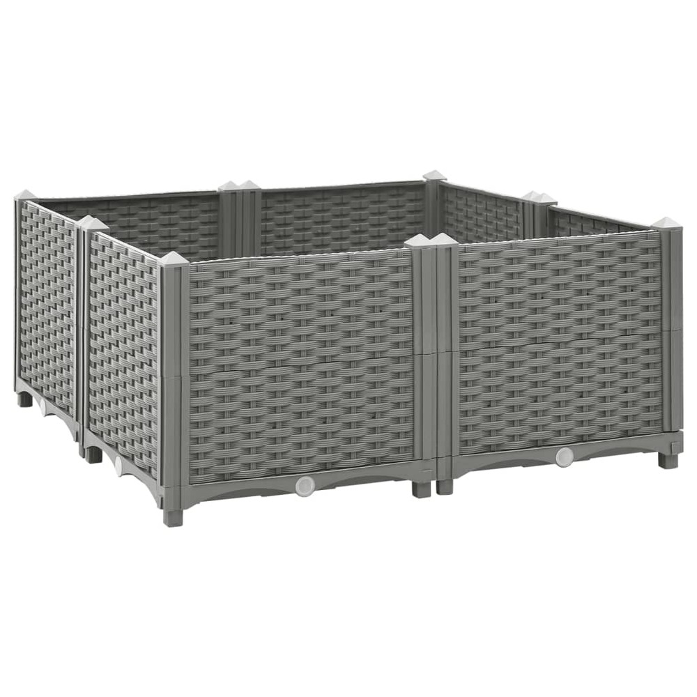 Jardinière bac lit surélevé plantes fleurs terrasse jardin 80 x 80 x 38 cm polypropylène gris