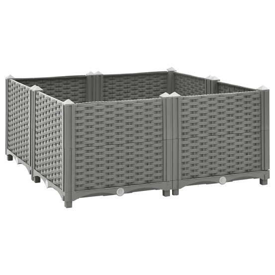 Jardinière bac lit surélevé plantes fleurs terrasse jardin 80 x 80 x 38 cm polypropylène gris