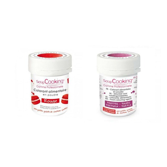 2 colorants alimentaires en poudre - rouge-pourpre
