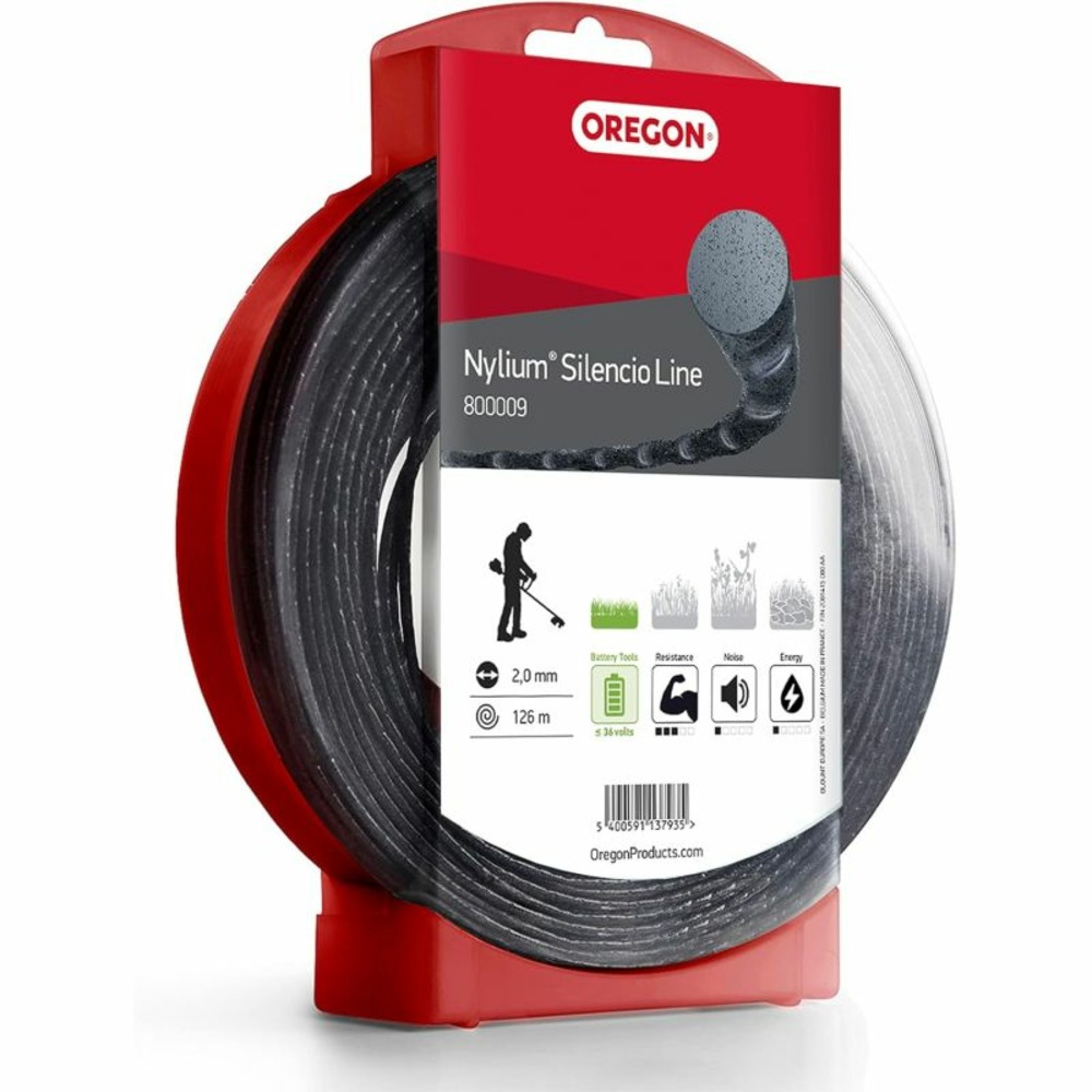 Fil débroussailleuse rond torsade nylium silencio noir ø2.0mm/126m oregon 800009