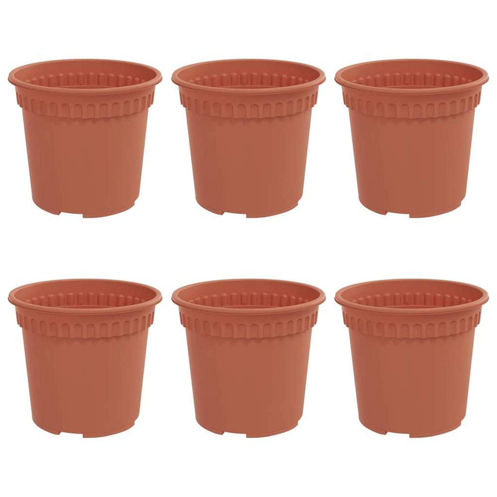 Pot à fleurs rond 6 pc rouge brique ø 15 x 12 cm plastique