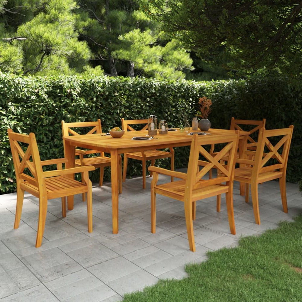 Ensemble à manger de jardin 7 pcs bois d'acacia solide