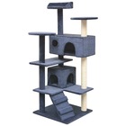 Arbre à chat griffoir grattoir niche jouet animaux peluché en sisal 125 cm bleu foncé