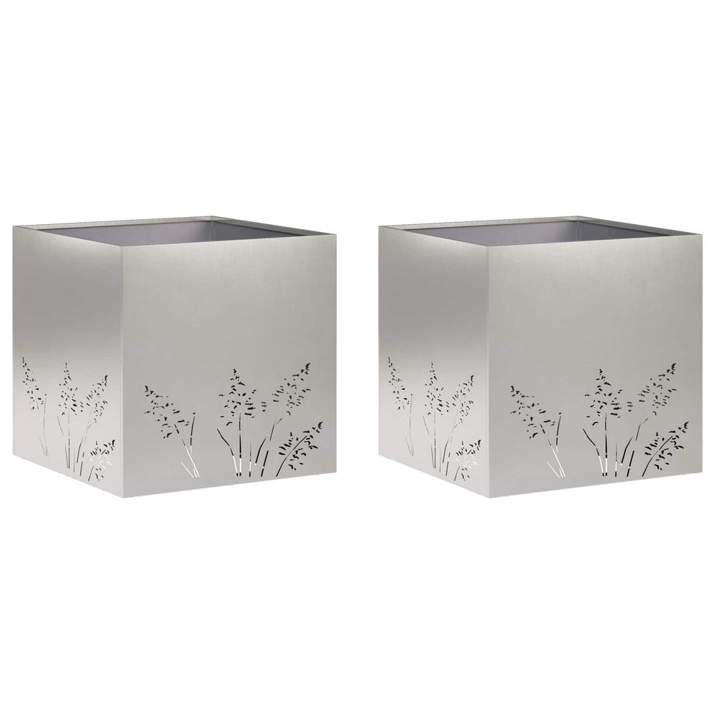 Cache-pot de jardin 2 pc argenté 50 x 50 x 49 cm