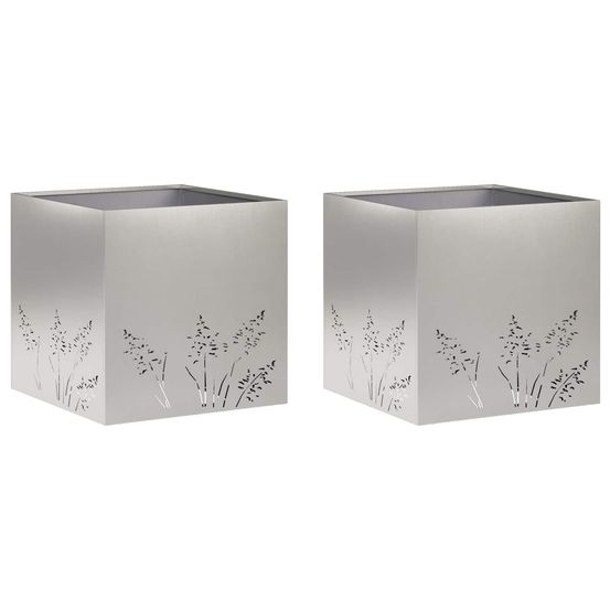 Cache-pot de jardin 2 pc argenté 50 x 50 x 49 cm