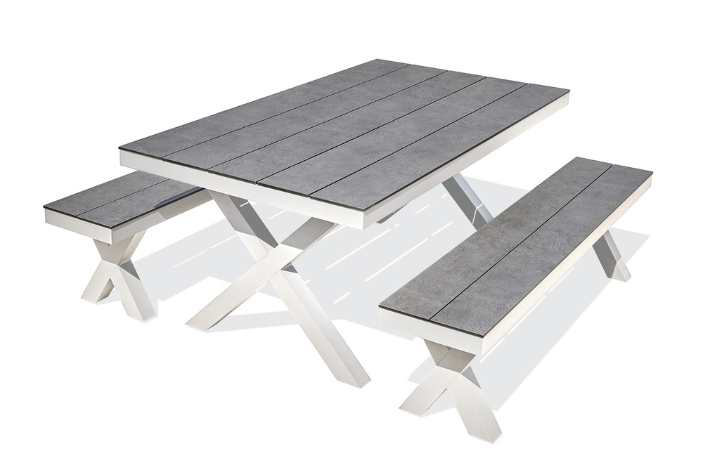 Table de jardin annecy aluminium plateau hpl