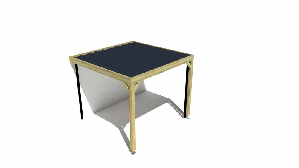 Carport bois • 3m x 3m • adossée • sens largeur • livraison comprise