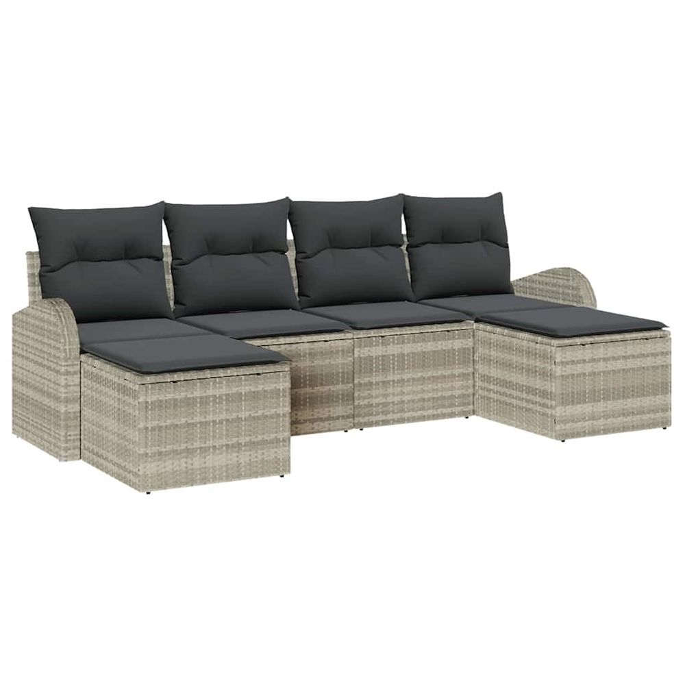Ensemble de canapé de jardin 6 pc gris clair