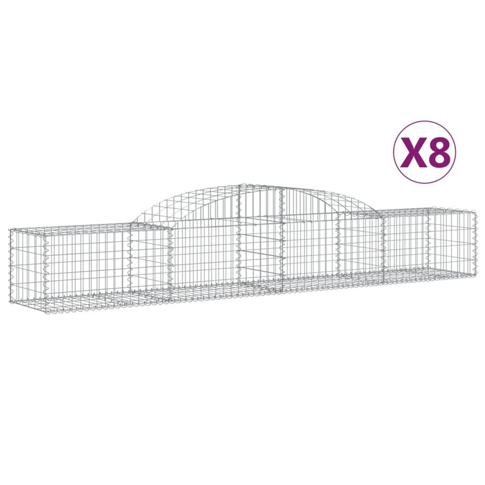 Paniers à gabions arqués 8 pcs 300x50x40/60 cm fer galvanisé