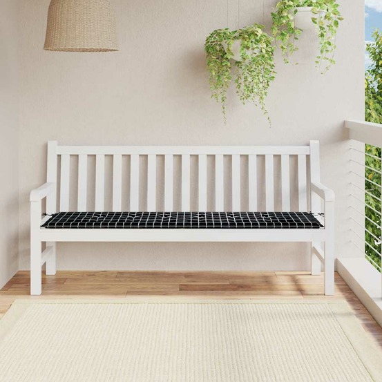 Coussin de banc carreaux noirs 150 x 50 x 3 cm tissu oxford