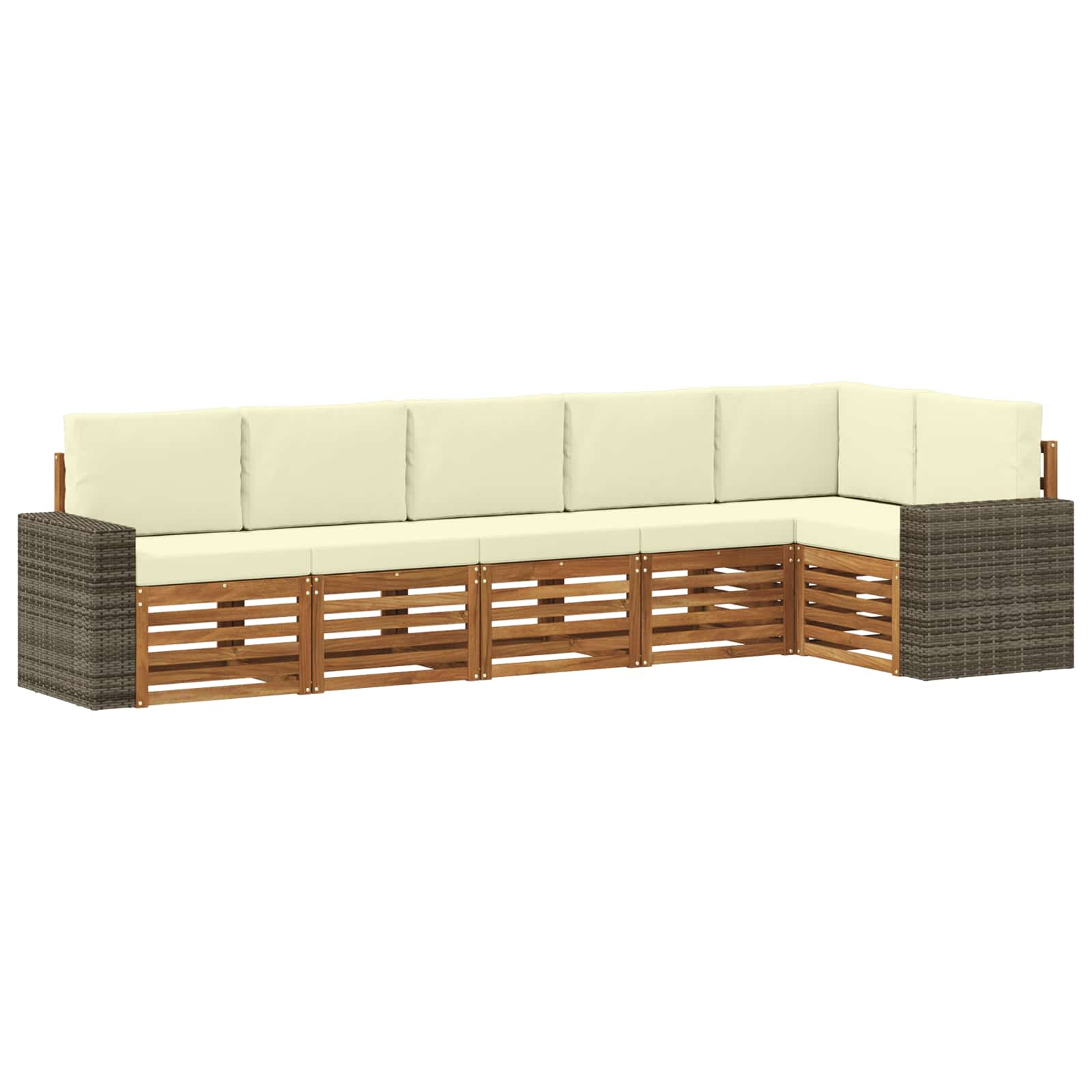 Ensemble de canapé d'angle avec coussin 6 pcs naturel et crème