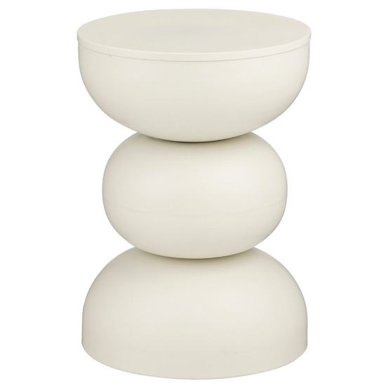 Mica decorations luna table d’appoint ronde h46 ø32 cm – table basse en métal – compacte et décorative – blanc cassé