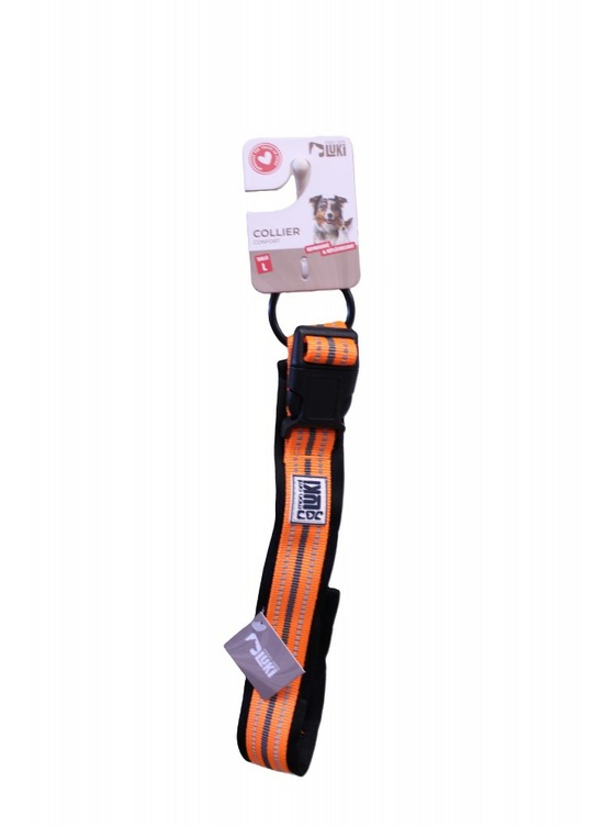 Mon ami luki - collier réfléchissant chien - orange - chien - taille l-2.5cmx45/60cm