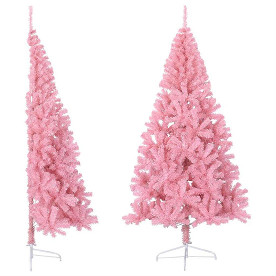 Demi sapin de noël artificiel avec support rose 180 cm pvc