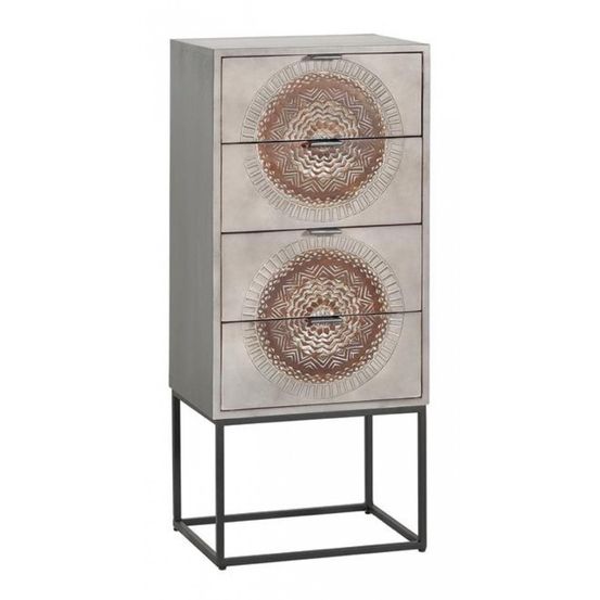 Chiffonnier 4 tiroirs bois gris - quirine décoration d'autrefois
