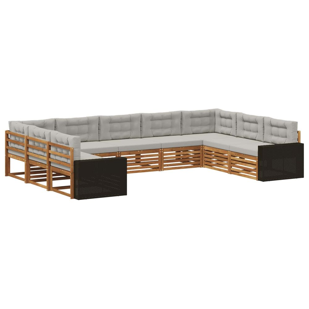 Ensemble de canapés d'extérieur 9 pc naturel et gris clair