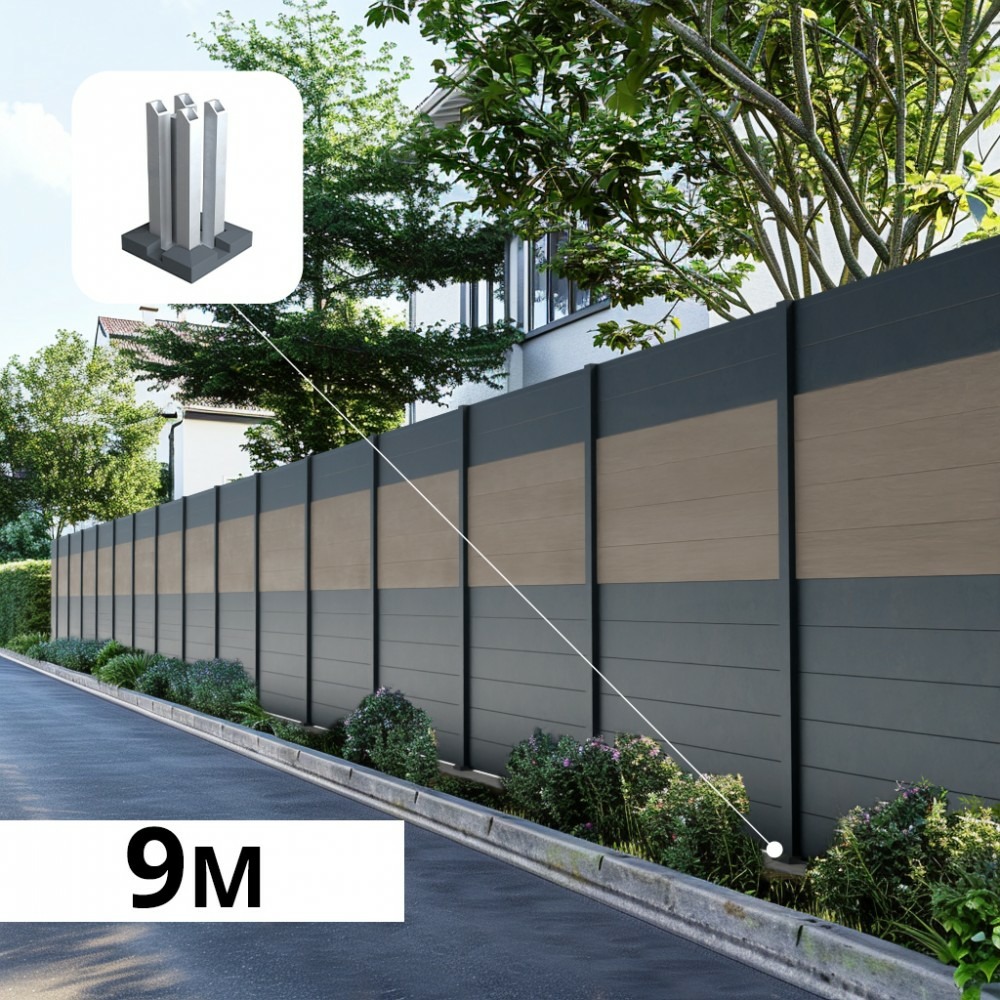 Kit clôture aluminium poteau sur platines - bahia & cruz argent h-1,8m