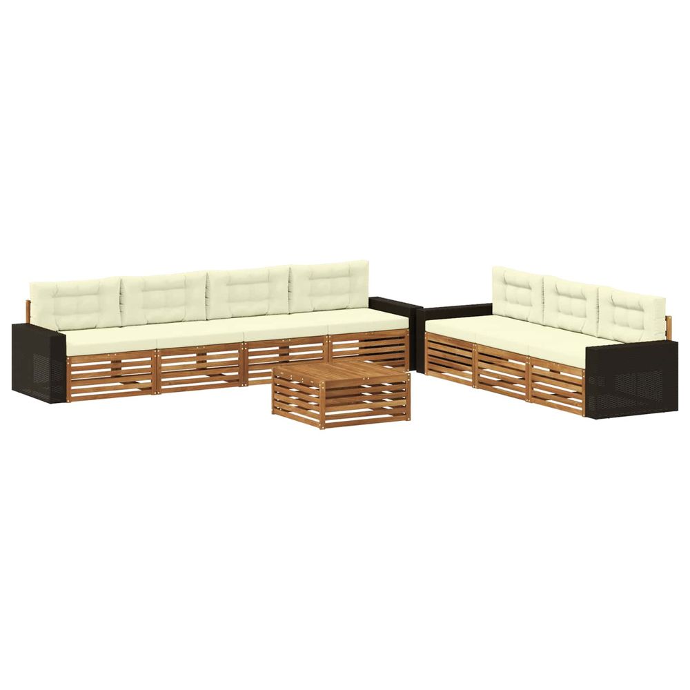 Ensemble de canapés d'extérieur 8 pc naturel et crème polyester