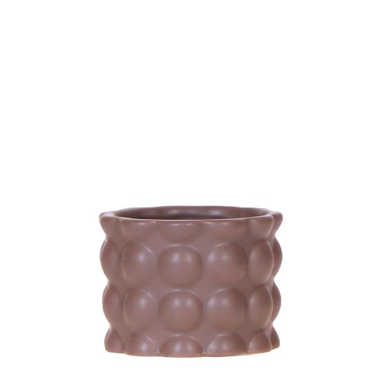Cache-pot céramique mat texture bulles - douceur cosy - pot de 6cm - brun