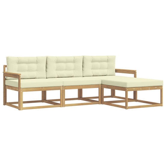 Ensemble de canapés d'extérieur 4 pcs blanc et crème polyester