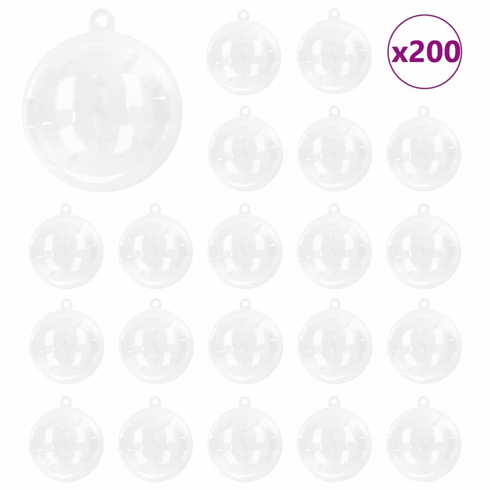 Ensemble de boules de noël 200 pc transparent ø 5 cm plastique