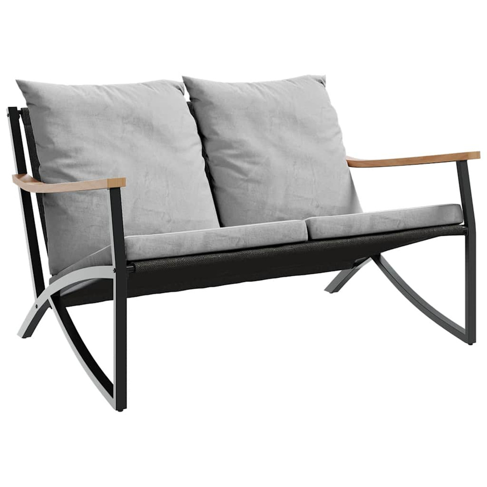 Banc de jardin avec coussins 120 cm noir acier