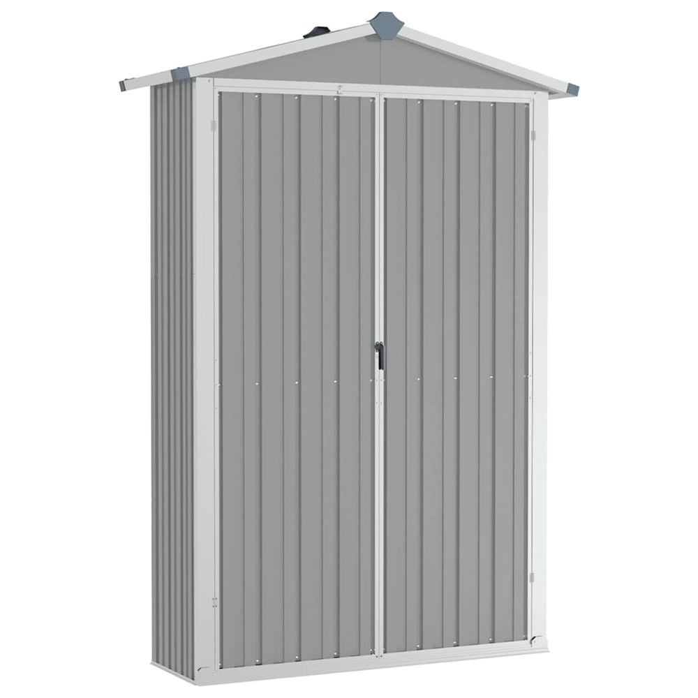 Abri de jardin gris 116x45x175 cm acier galvanisé