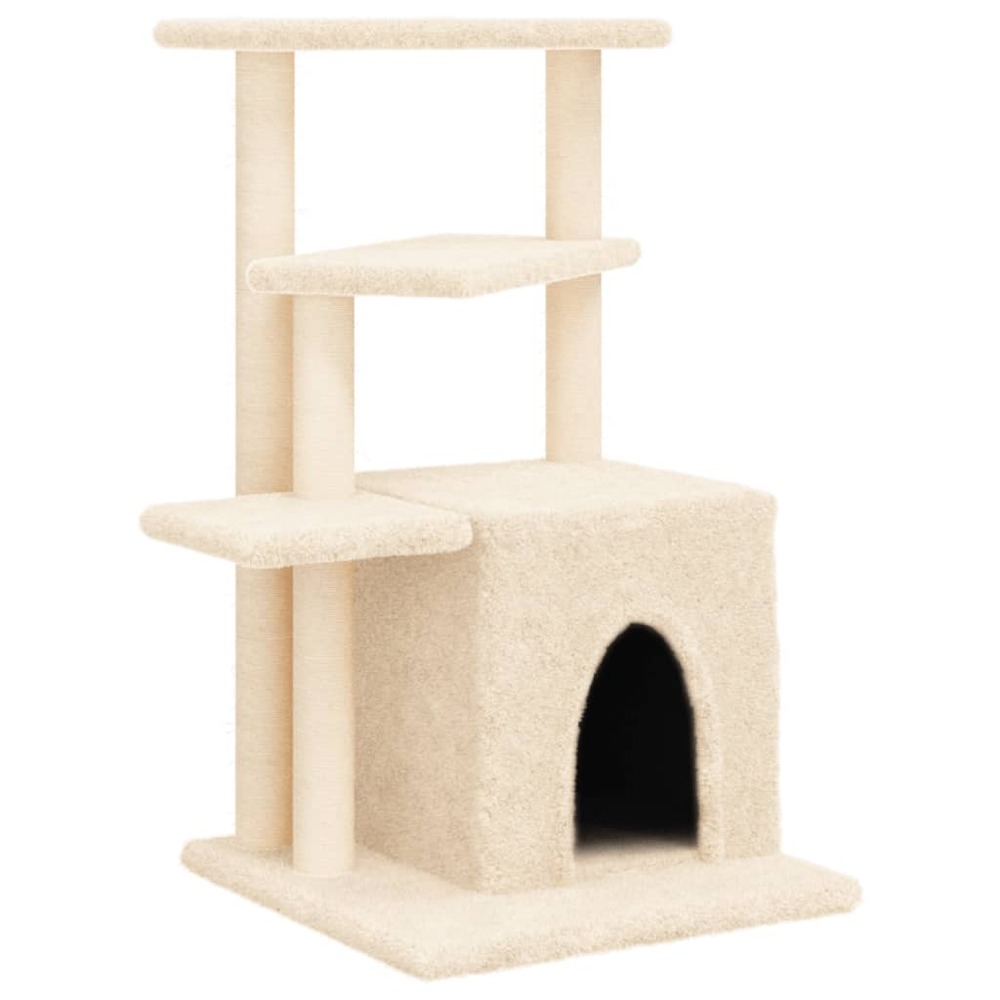 Arbre à chat meuble tour grimper jouet grattage grattoir escalade plateforme avec griffoirs en sisal 83,5 cm crème