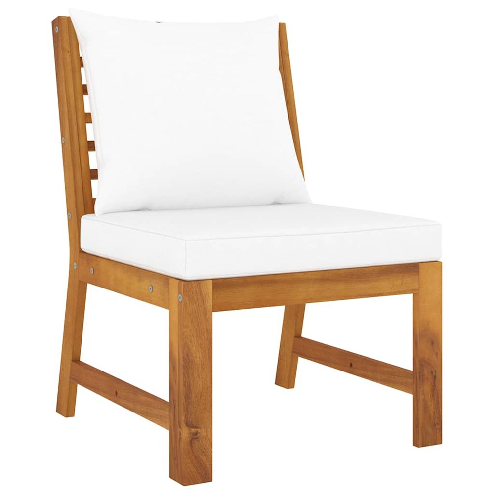 Canapé central sectionnel et coussin crème bois d'acacia massif