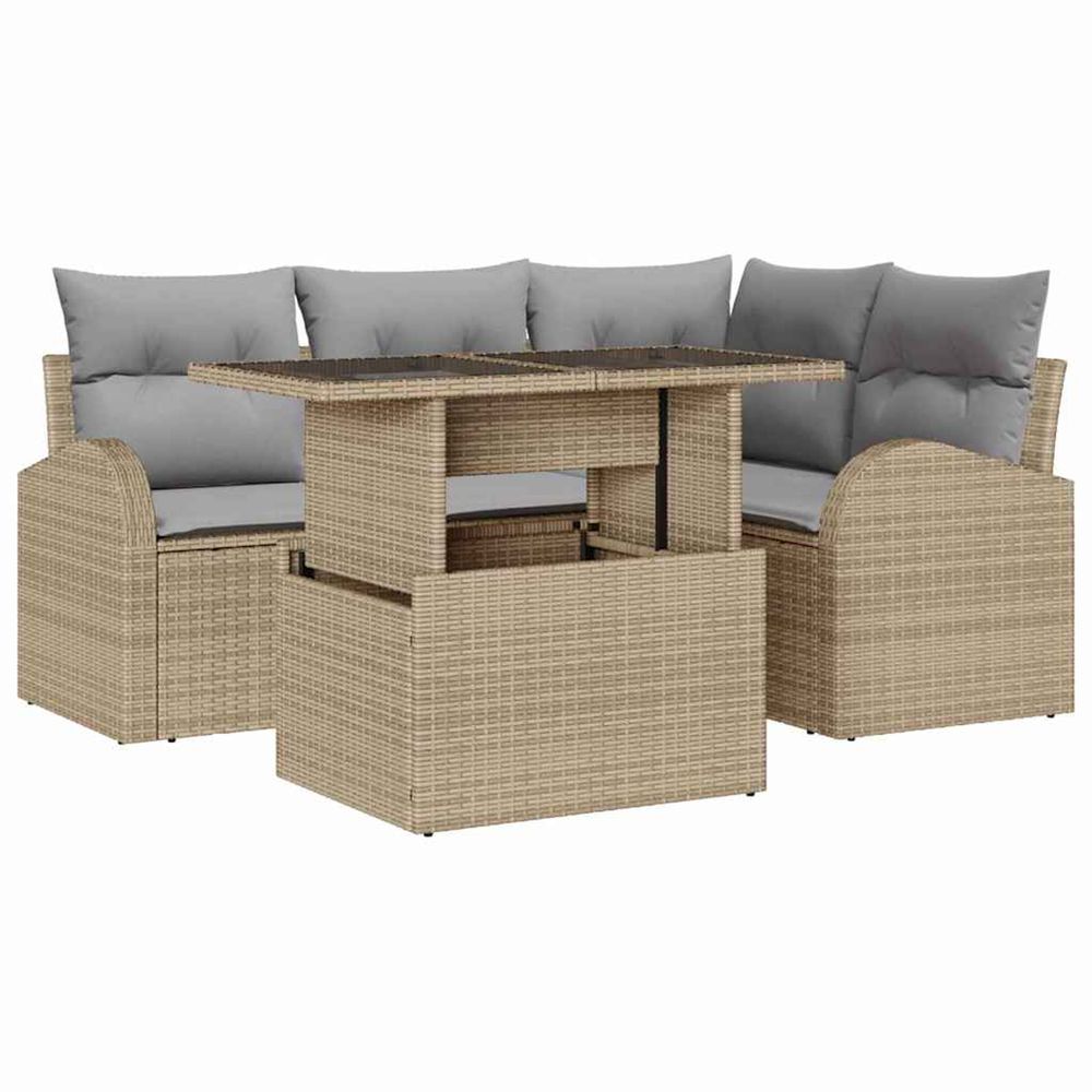 Ensemble de canapé de jardin 5 pc 4-nombre de places beige