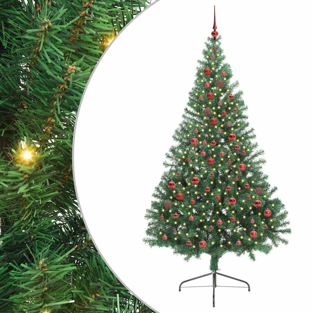 Sapin de noël artificiel pré-éclairé vert 210 cm pvc