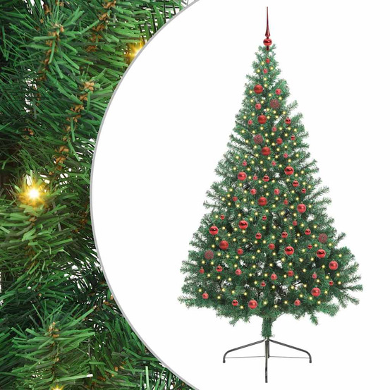 Sapin de noël artificiel pré-éclairé vert 210 cm pvc