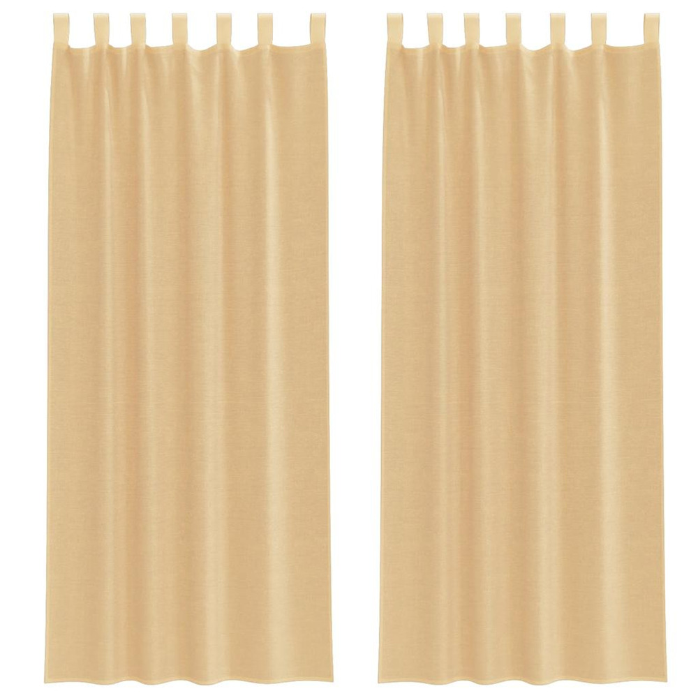 Rideaux en voile avec boucles 2 pcs sable 140x260 cm