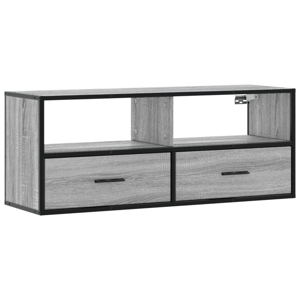 Meuble tv sonoma gris 100x31x39,5 cm bois d'ingénierie et métal