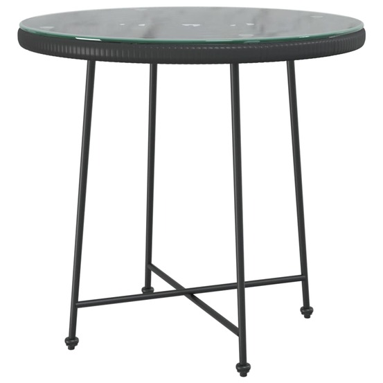 Table de salle à manger noir ø80 cm verre trempé et acier