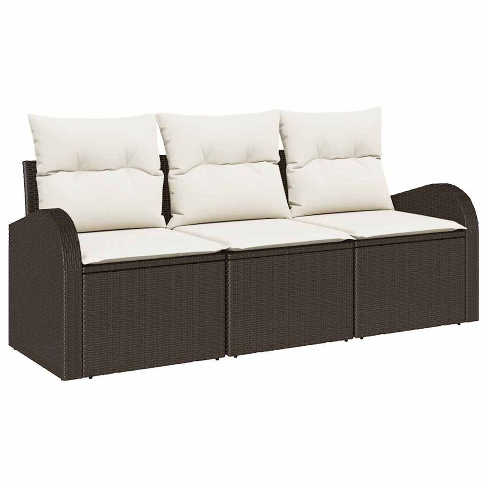 Ensemble de canapé de jardin 3 pc marron et blanc poly rotin